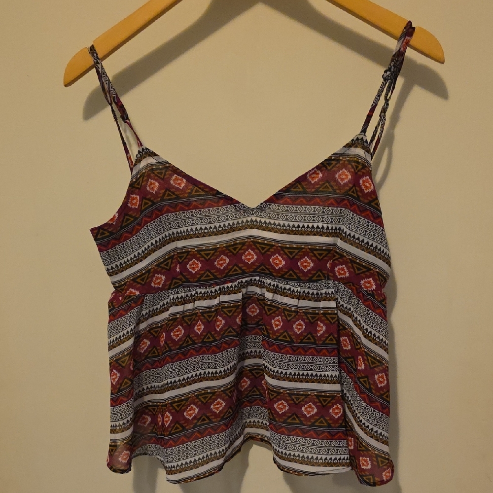 Wet Seal Pink and White Patterned Camisole